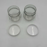 Set of 2 Round Spherical Clear Glass Jars With White Plastic Lids Stackable 4.5"