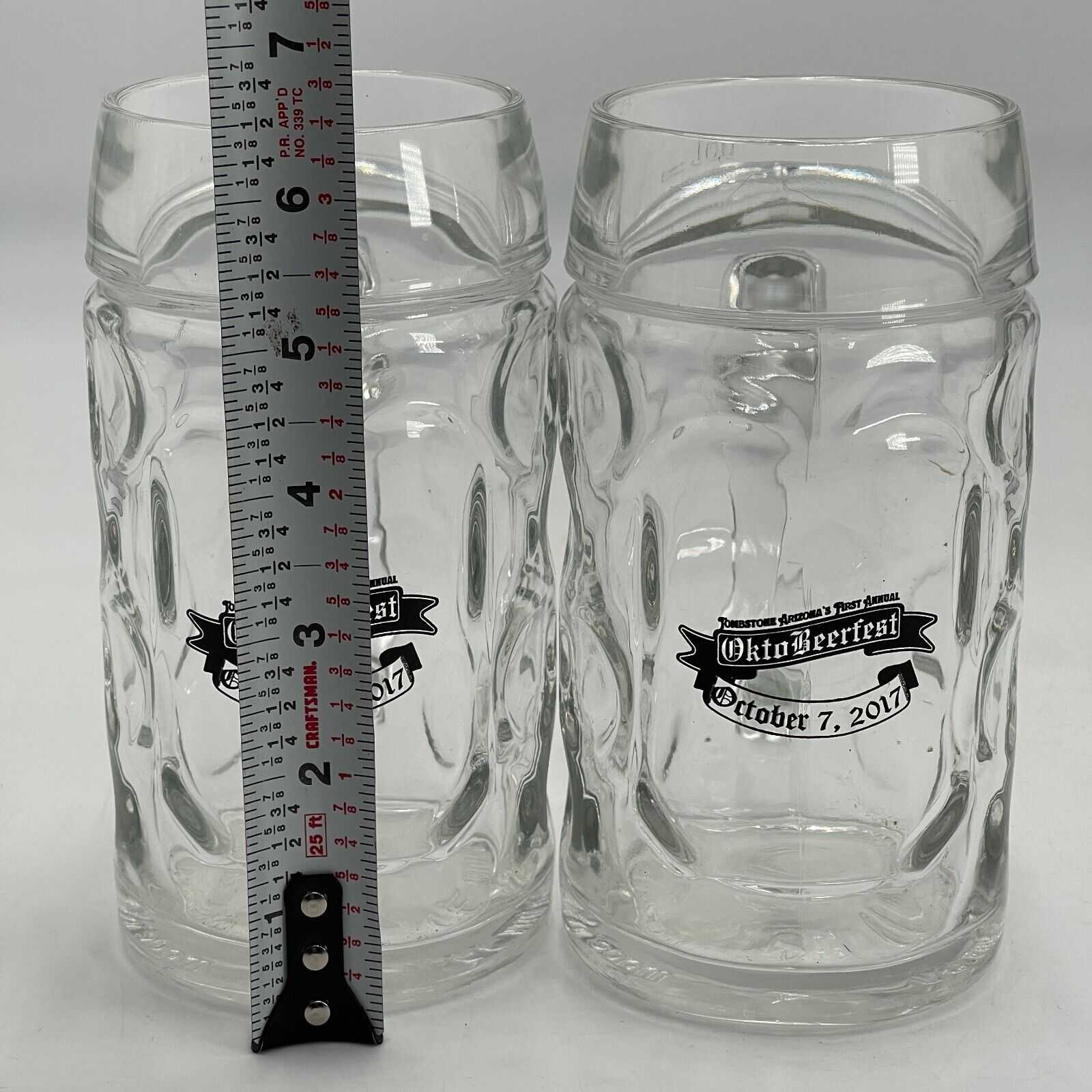 Set of 2 - Tombstone Arizona's Oct. 7th 2017 Octobeerfest Glasses 0.5L