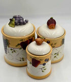 Set of 3 Canister & Lid Sonoma Villa - Rubber Seal Home Decor Storage Jar Cookie