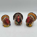 Set of 3 Classic Fitz & Floyd Thanksgiving Turkey Candle Holders OmniBus