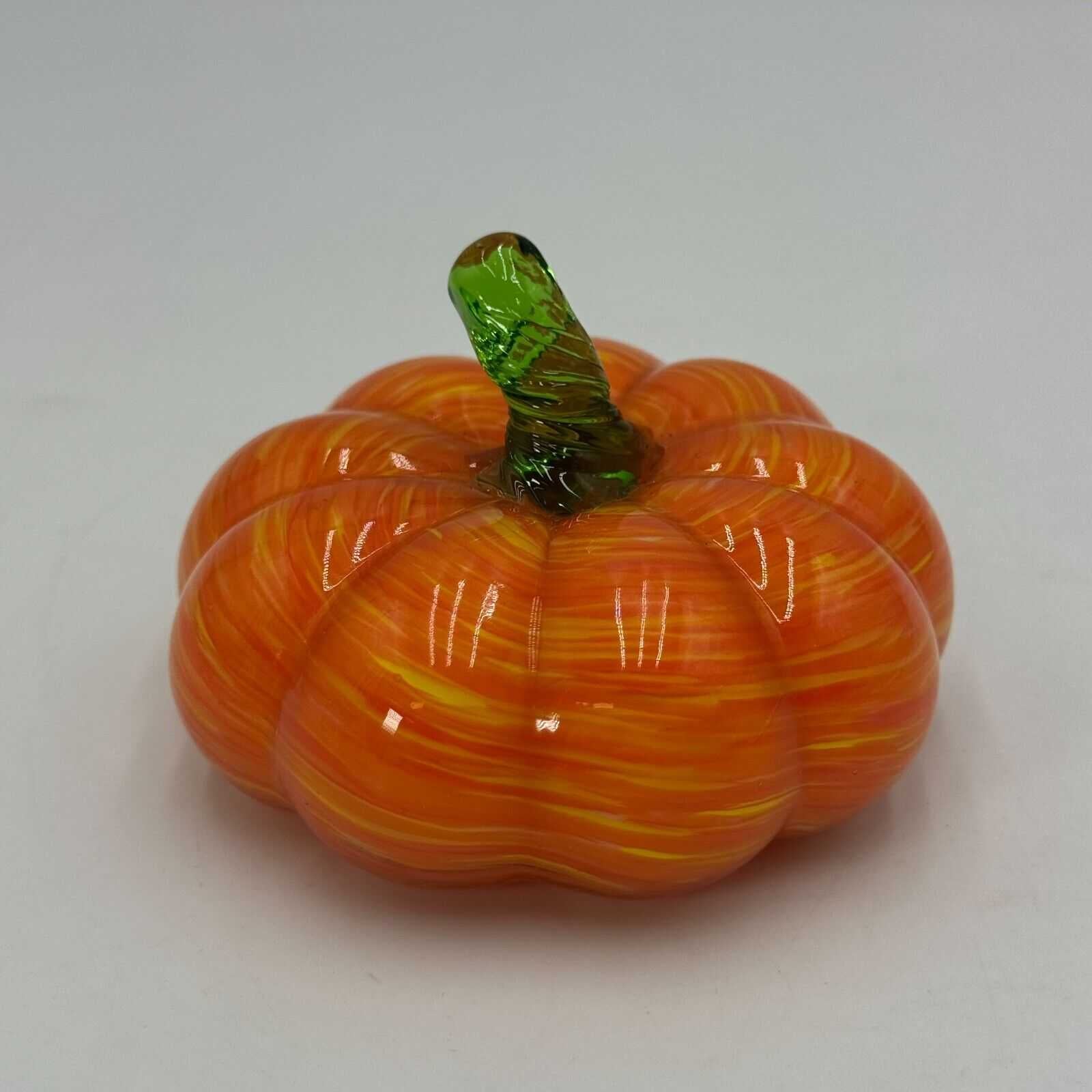 Set of 3 Hand Blown Glass Pumpkins Fall Autumn Halloween Thanksgiving Decor