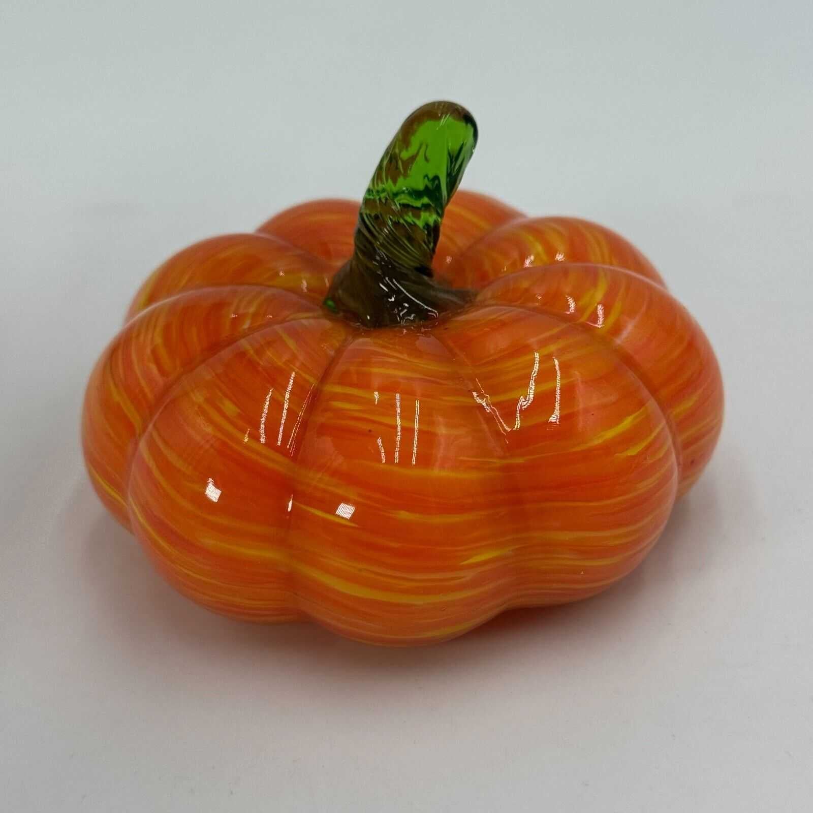 Set of 3 Hand Blown Glass Pumpkins Fall Autumn Halloween Thanksgiving Decor