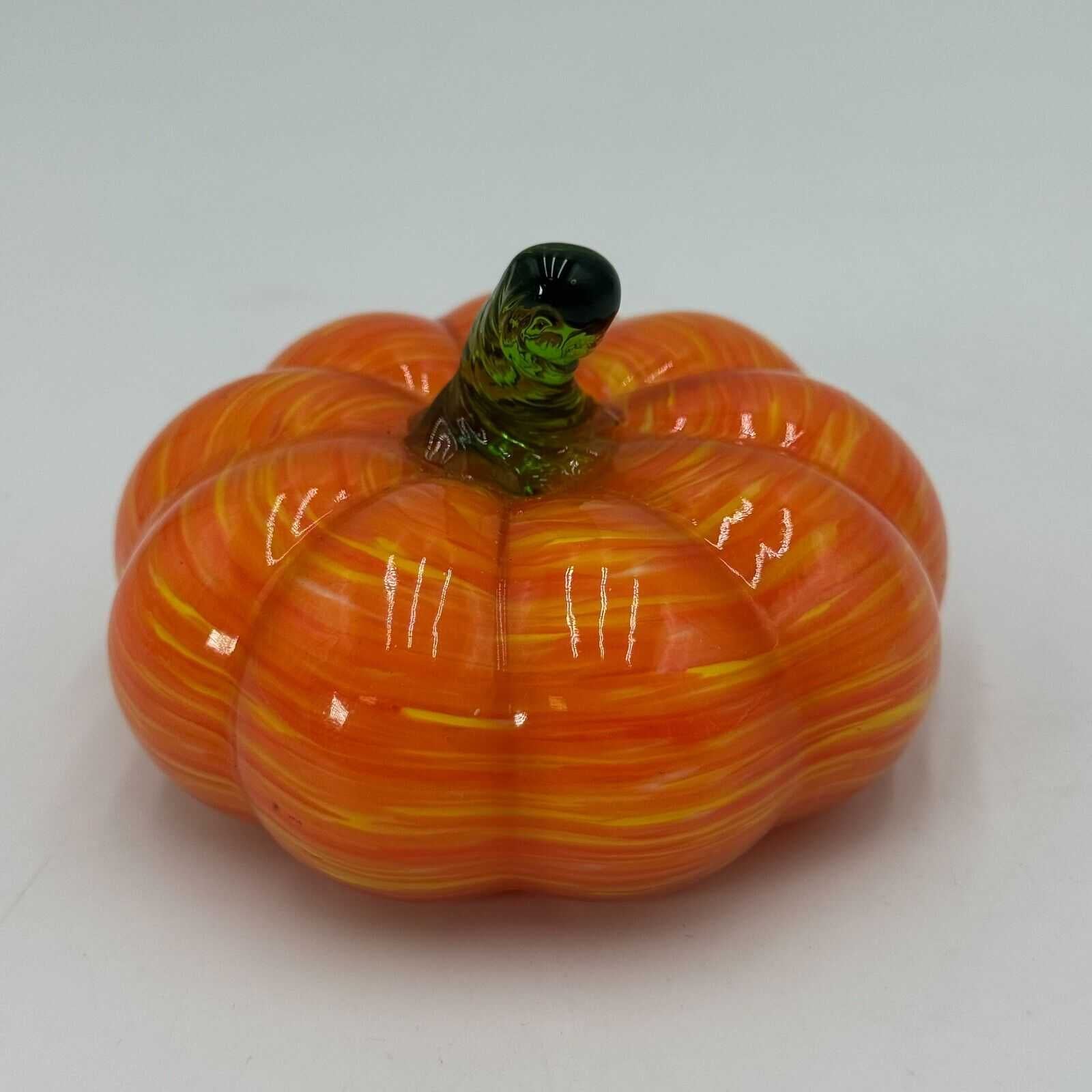 Set of 3 Hand Blown Glass Pumpkins Fall Autumn Halloween Thanksgiving Decor