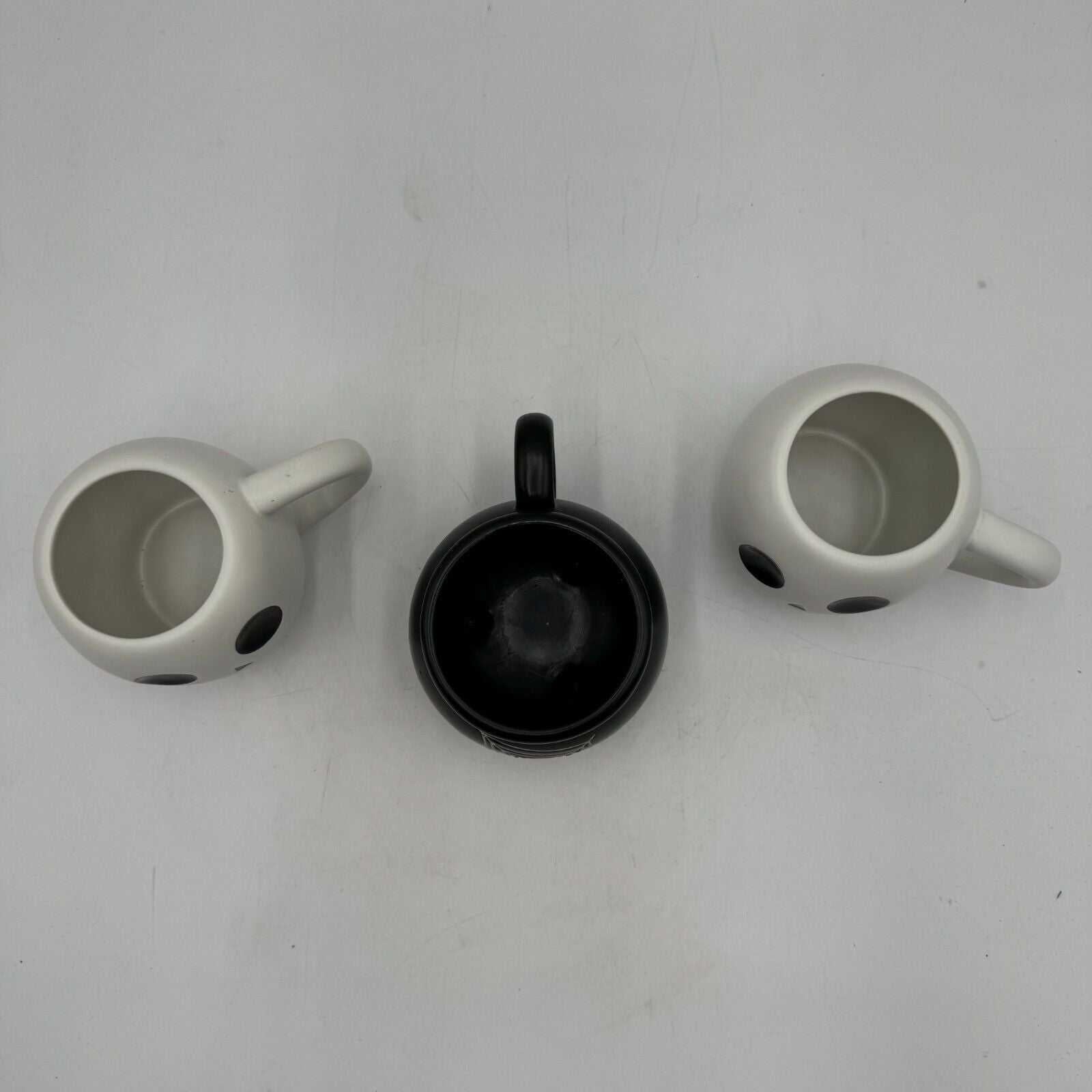 Set of 3 Mugs Hyde & Eek 2 Skull & Cauldron Coffee Cups Black Spider Web Witch