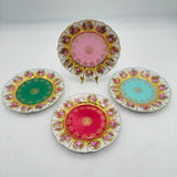 Set of 4 BAVARIA Germany COURTING SCENES Pink Green Blue Red Decorative 8in