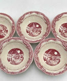 Set of 5 Johnson Brothers "Twas The Night" Christmas Red Holly 6" Rimmed Bowl