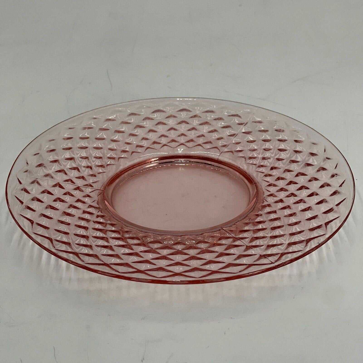 Set of 7 Imperial Glass Diamond Quilted Pink Plates 8.25"