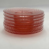 Set of 7 Imperial Glass Diamond Quilted Pink Plates 8.25"