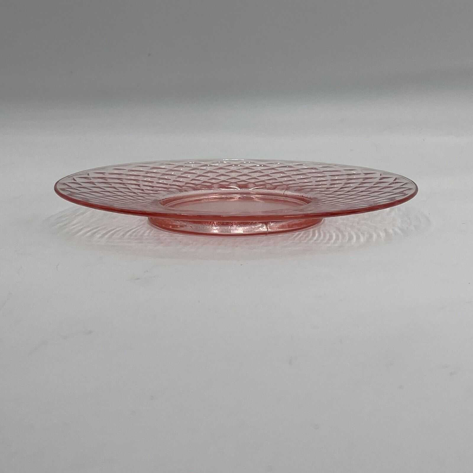 Set of 7 Imperial Glass Diamond Quilted Pink Plates 8.25"