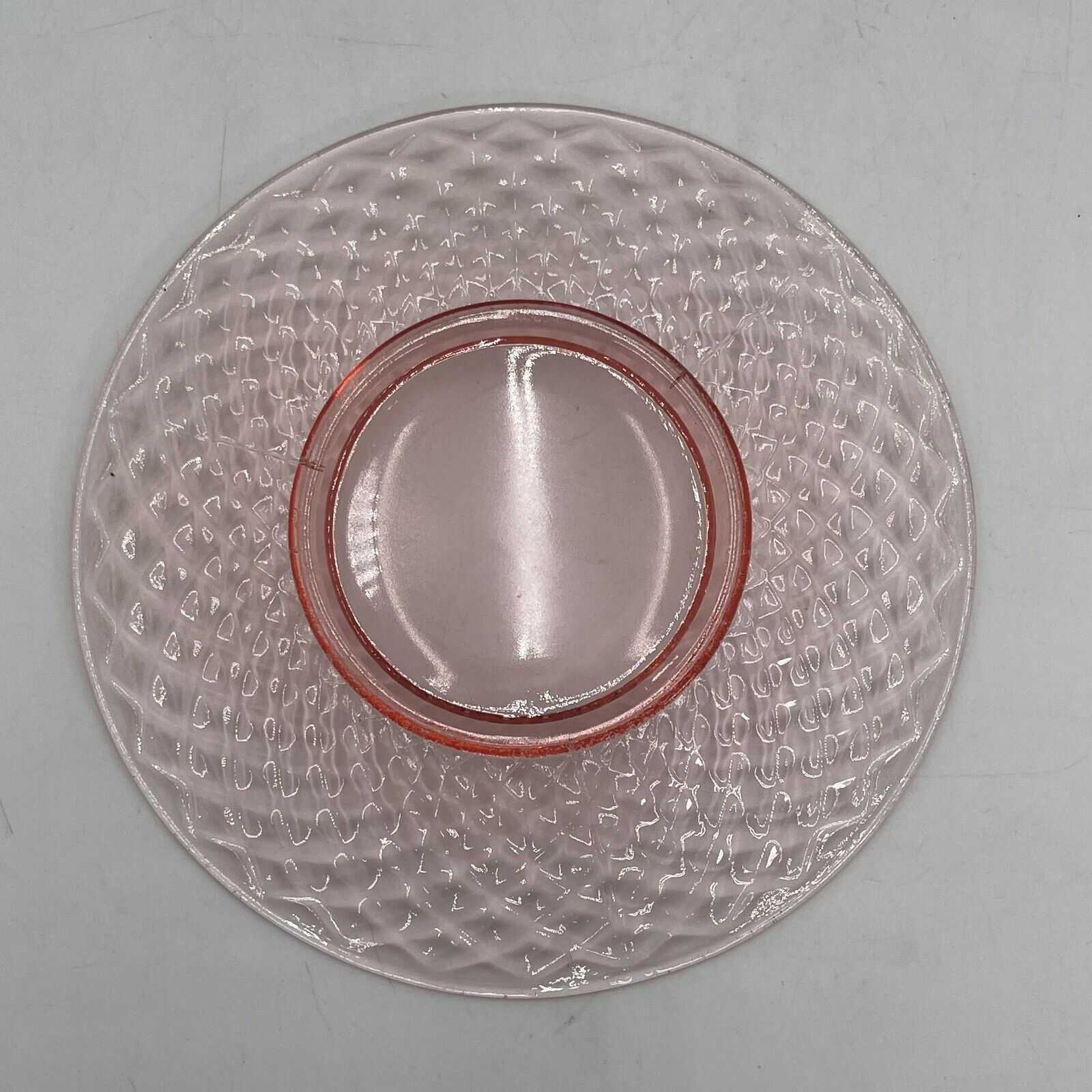 Set of 7 Imperial Glass Diamond Quilted Pink Plates 8.25"