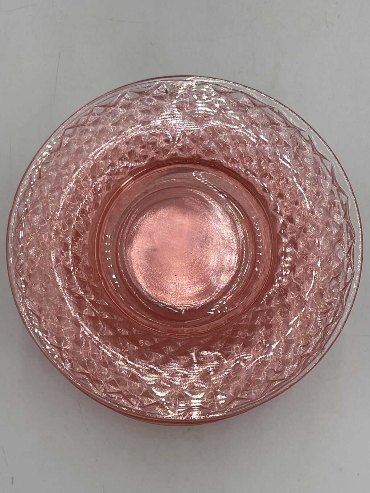 Set of 8 Imperial Glass Diamond Quilted Pink Lunchen Plate