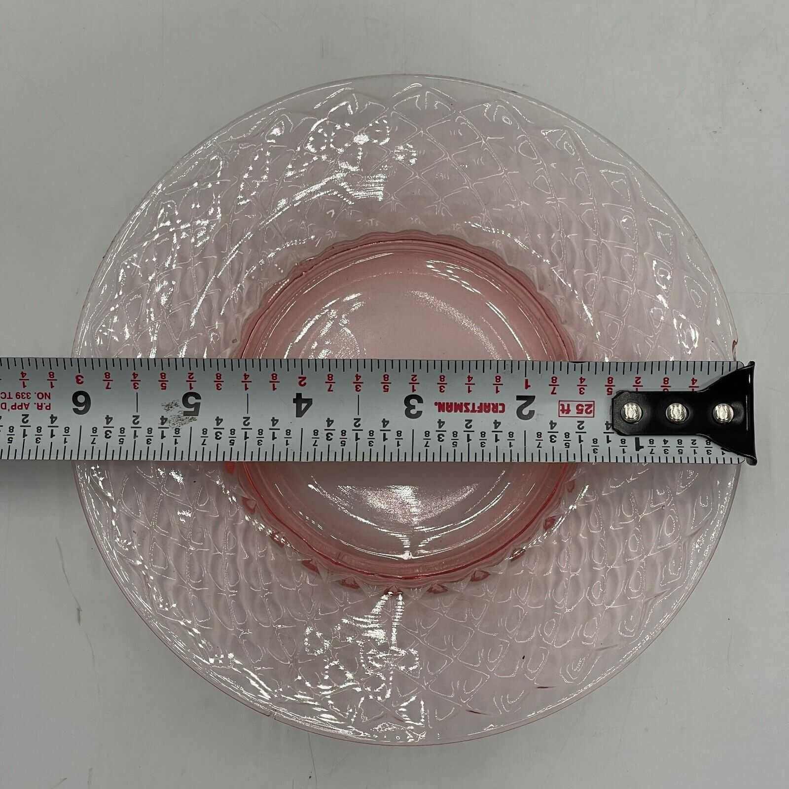 Set of 8 Imperial Glass Diamond Quilted Pink Lunchen Plate