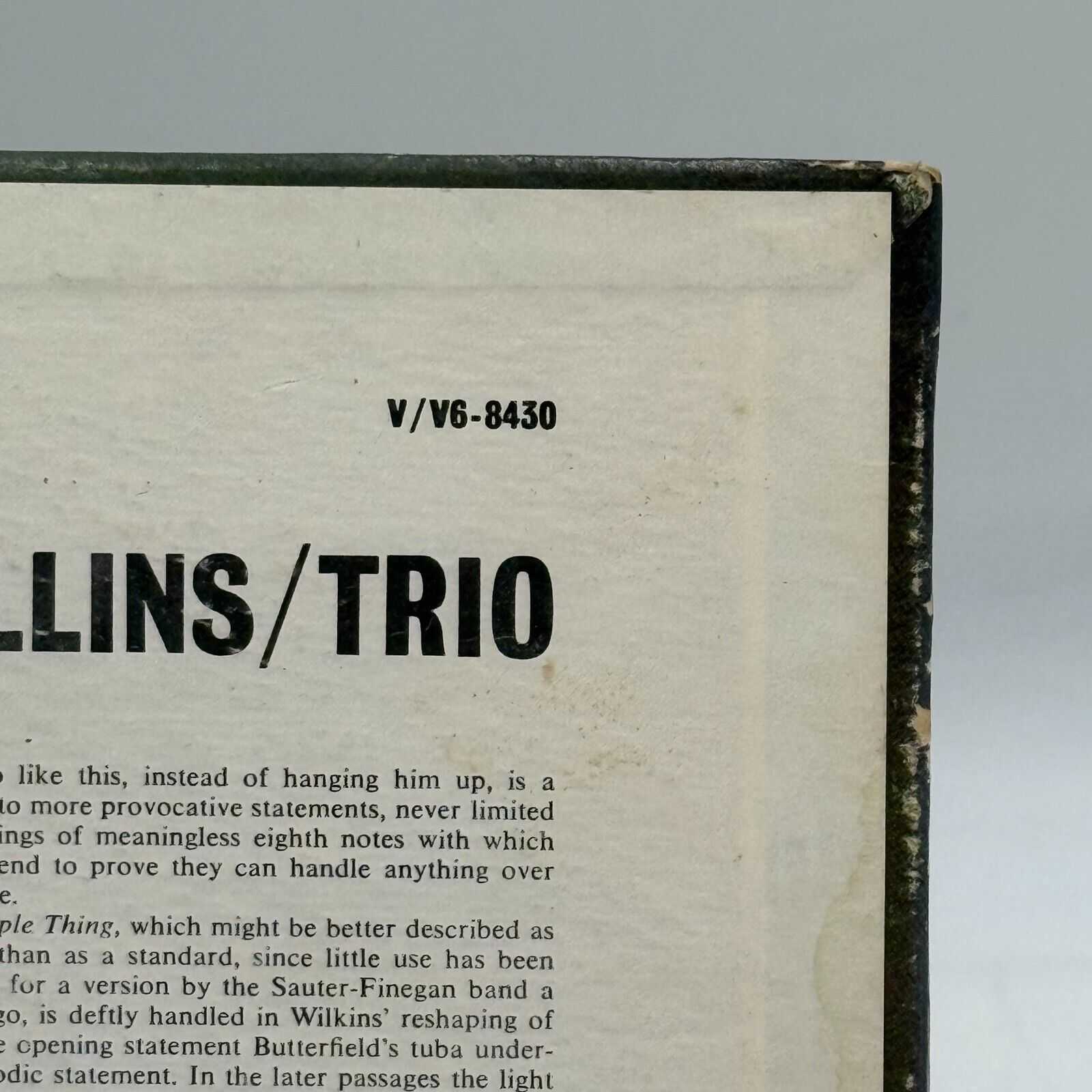 Sonny Rollins Trio Brass V-8430 Rare Vinyl LP Verve, 1962 JAZZ