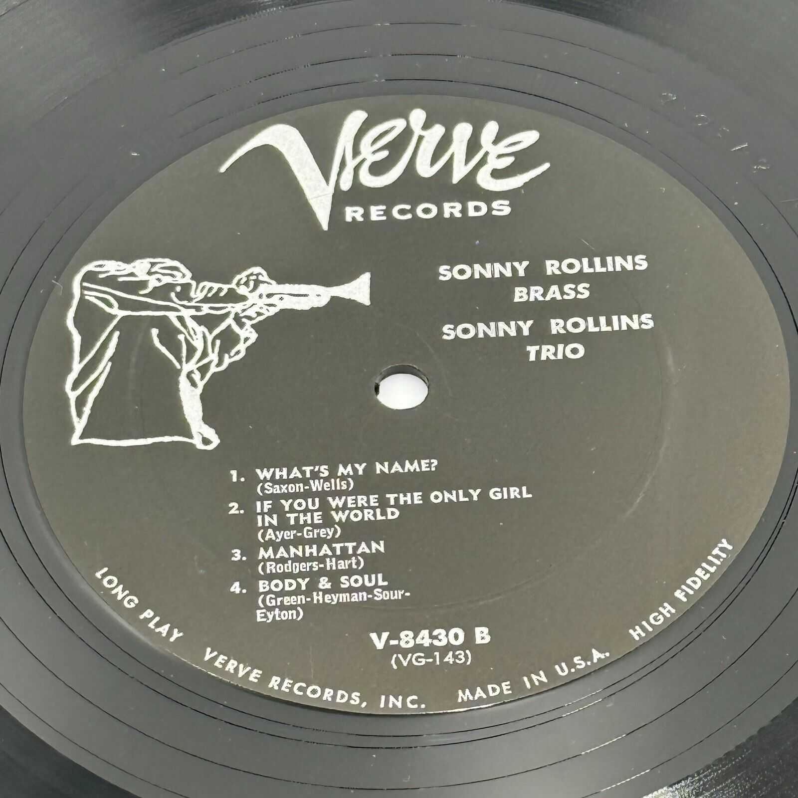 Sonny Rollins Trio Brass V-8430 Rare Vinyl LP Verve, 1962 JAZZ