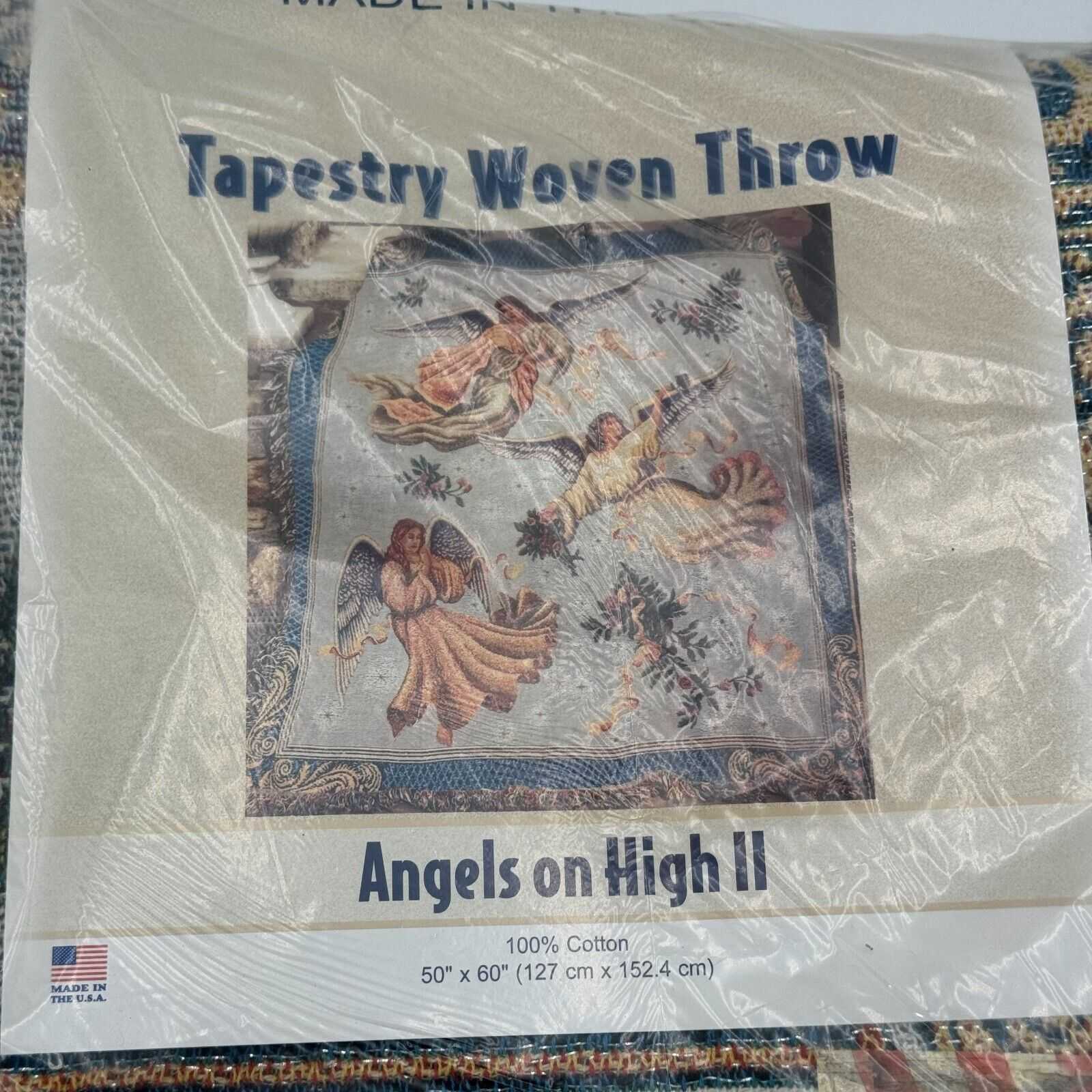 Tapestry Woven Throw Angels on High 2 100% Cotton 50x60in Blanket Made in USA