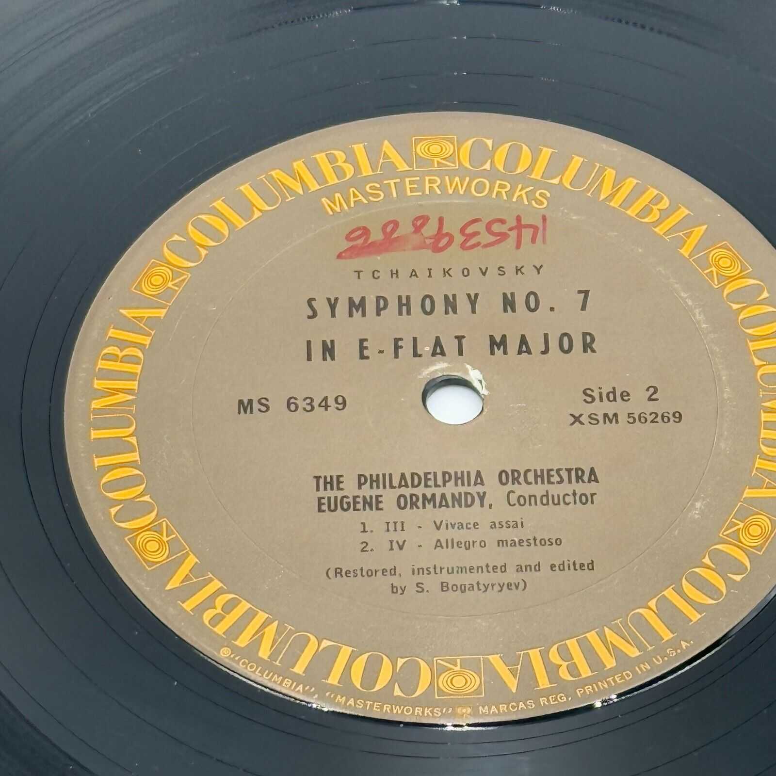 Tchaikovsky Symphony No. 7 1962 Stereo LP, Ormandy, Columbia MS 6349 Vinyl