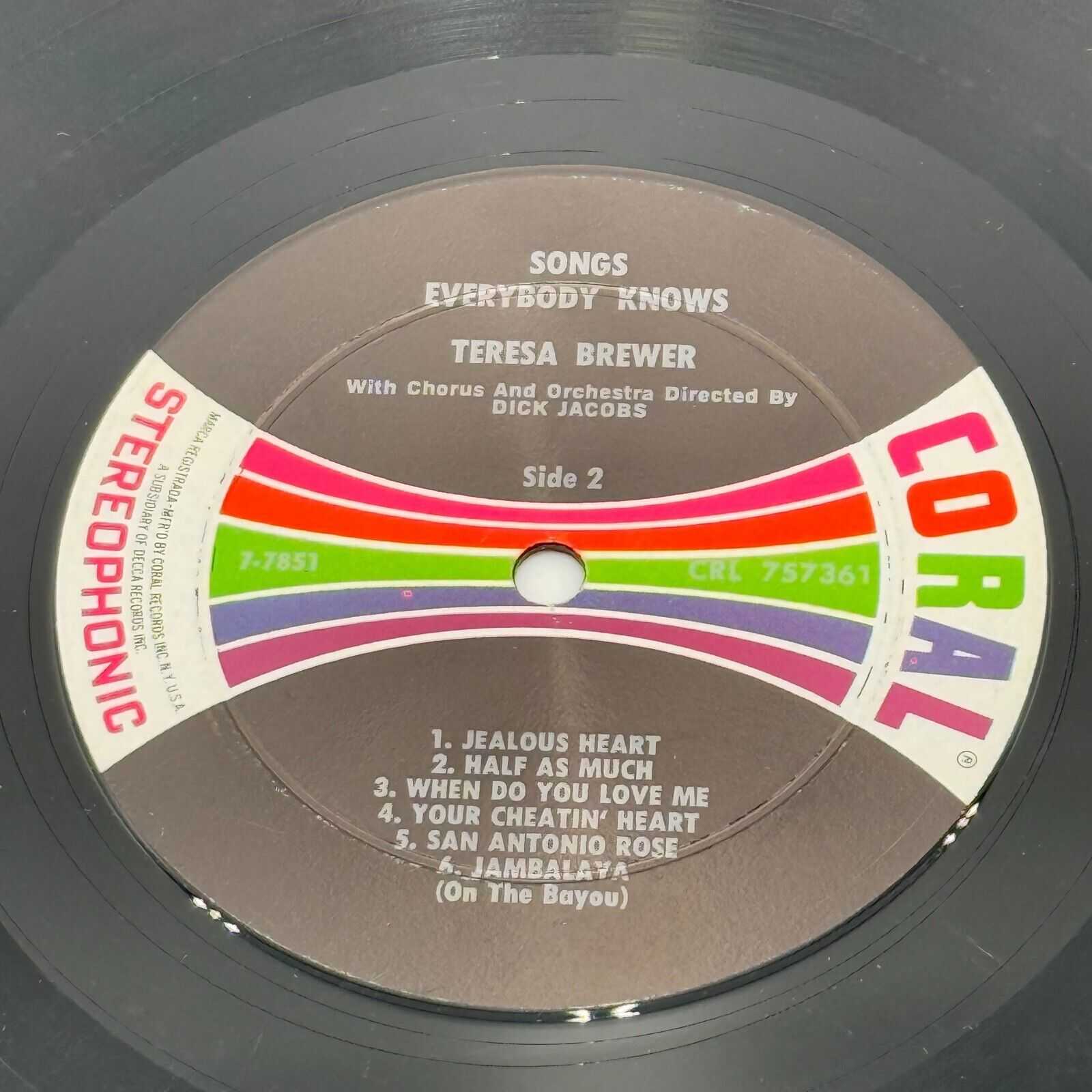 Teresa Brewer ‎– Songs Everybody Knows Coral 1961 Vinyl LP (Pop)