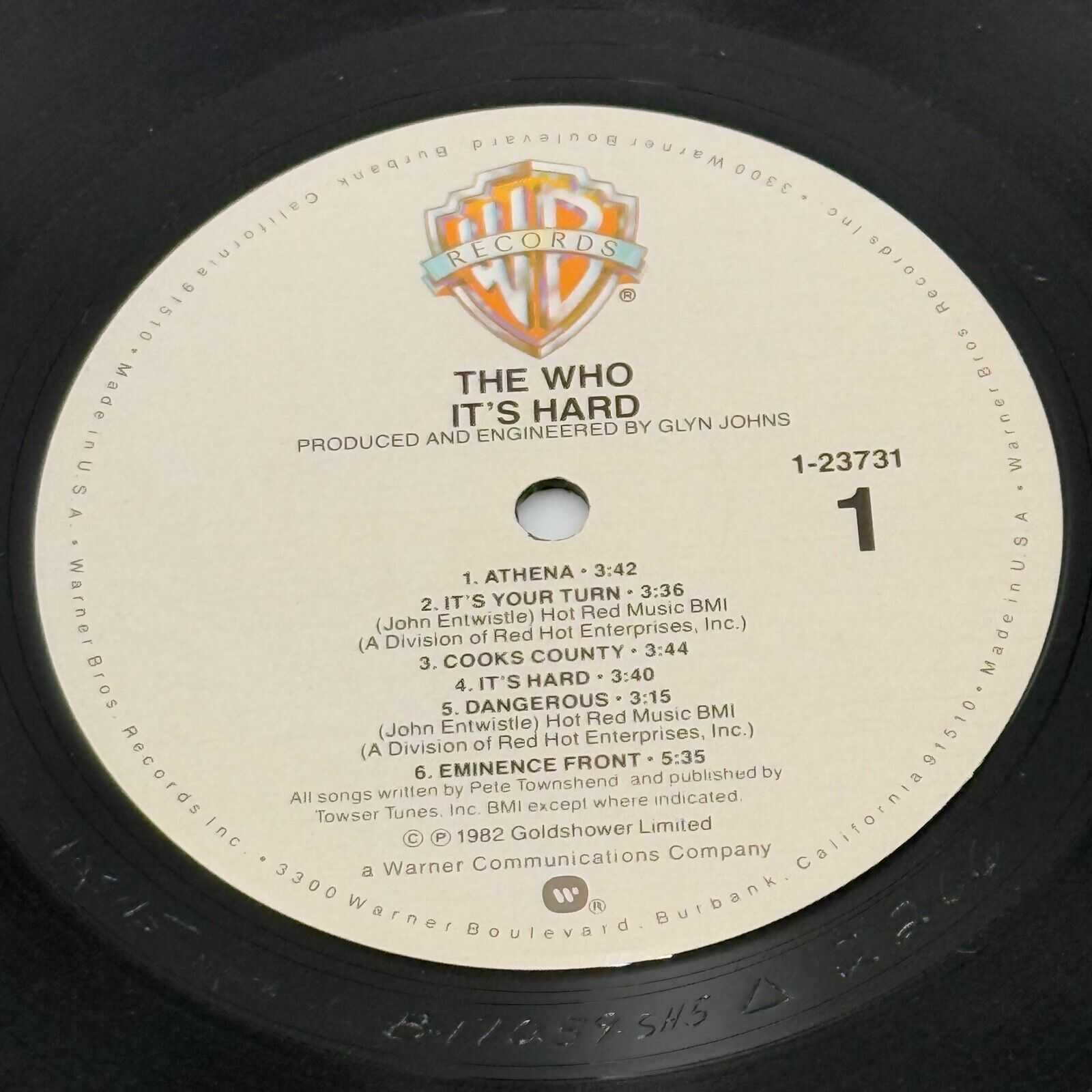 The Who – It's Hard - 1982 Warner Bros. Records 9 23731-1 Hard Rock Vinyl LP 