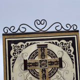 Tuscan Wall Plaque Rome 11x11 Stone Tile Cross Catholic Christian Decor Metal