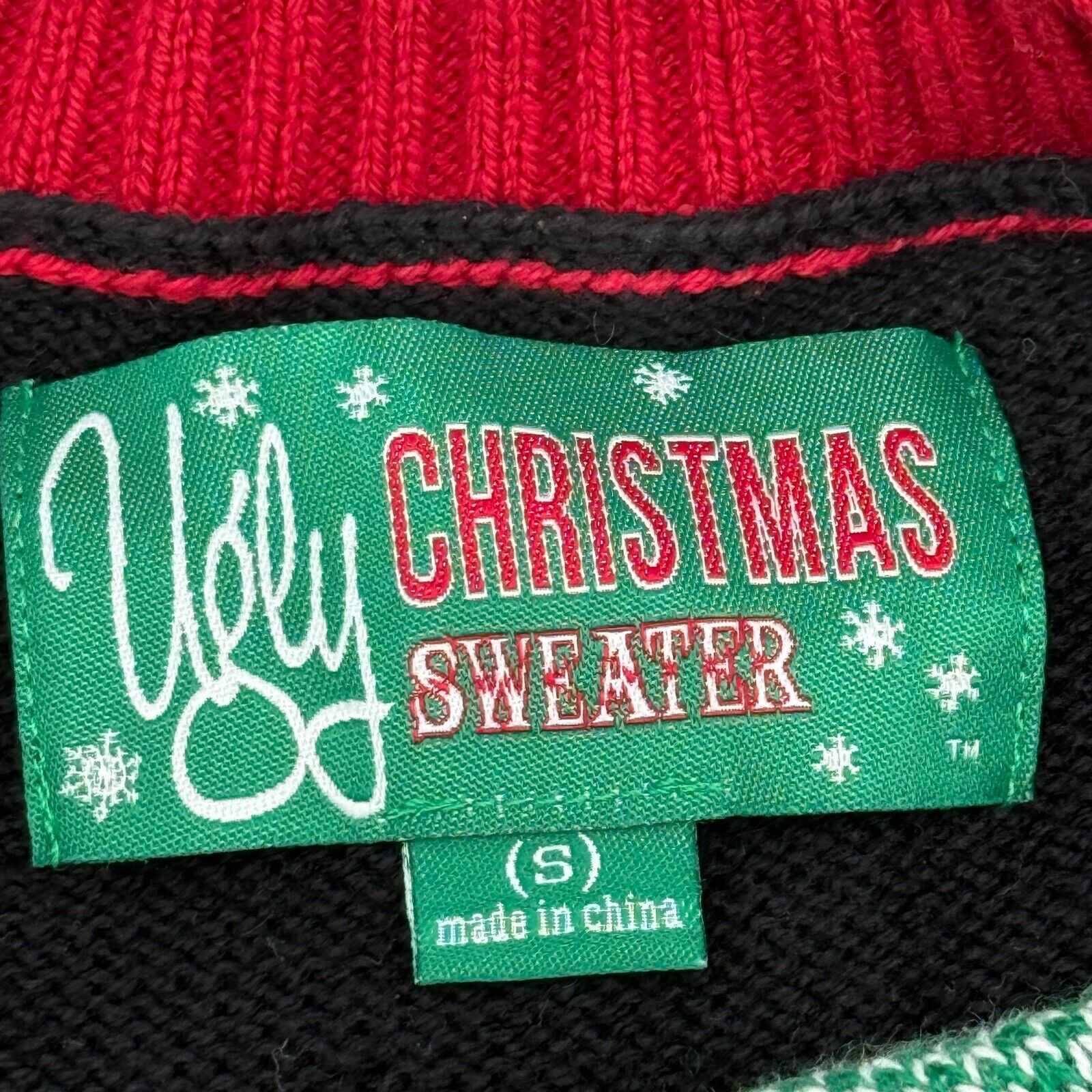 Ugly Christmas Sweater Company Green Red Reindeer Jeep Elf Snow Men’s Size Large