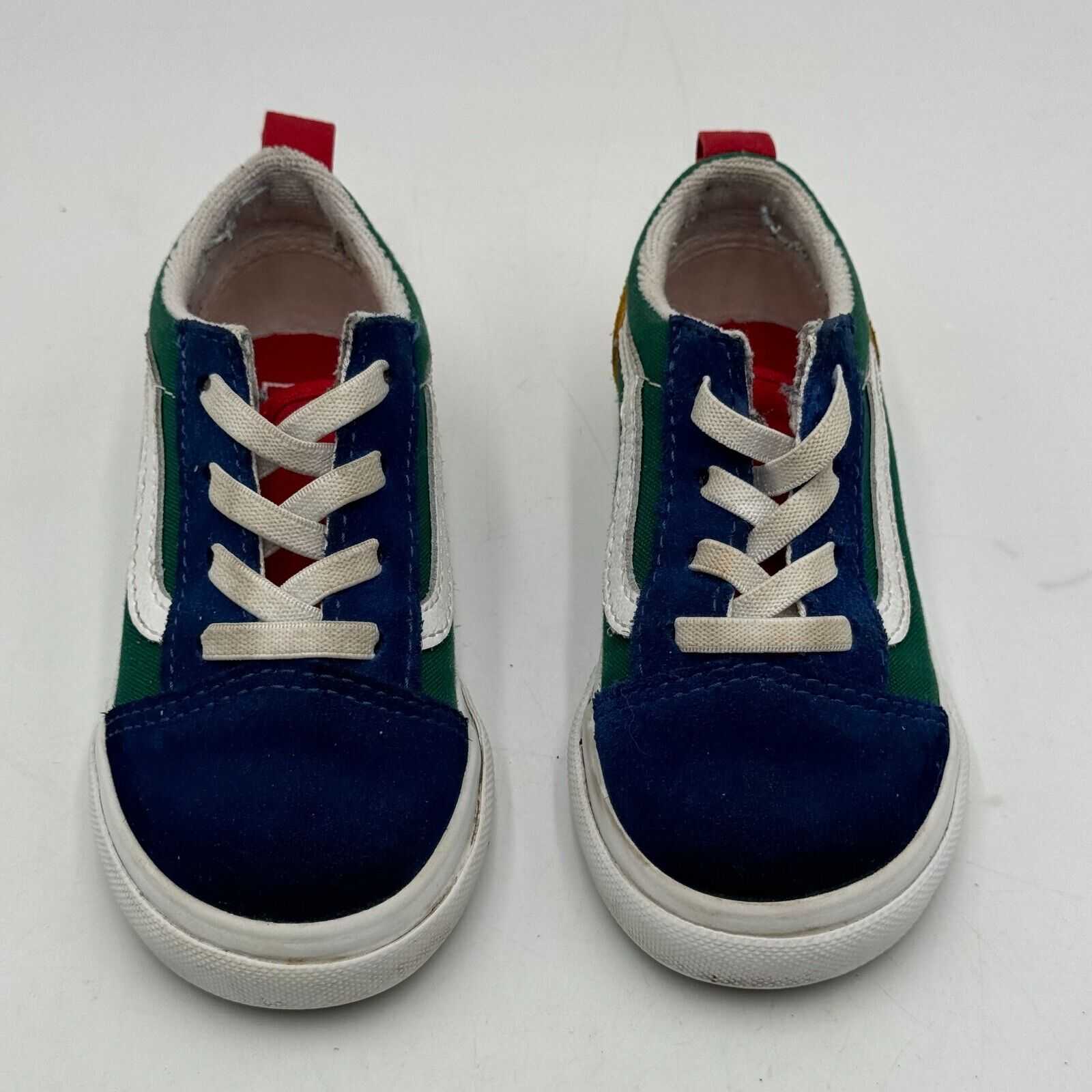 Vans Old Skool Yacht Club Shoes Green Blue Red White 500714 Toddler US Size 9