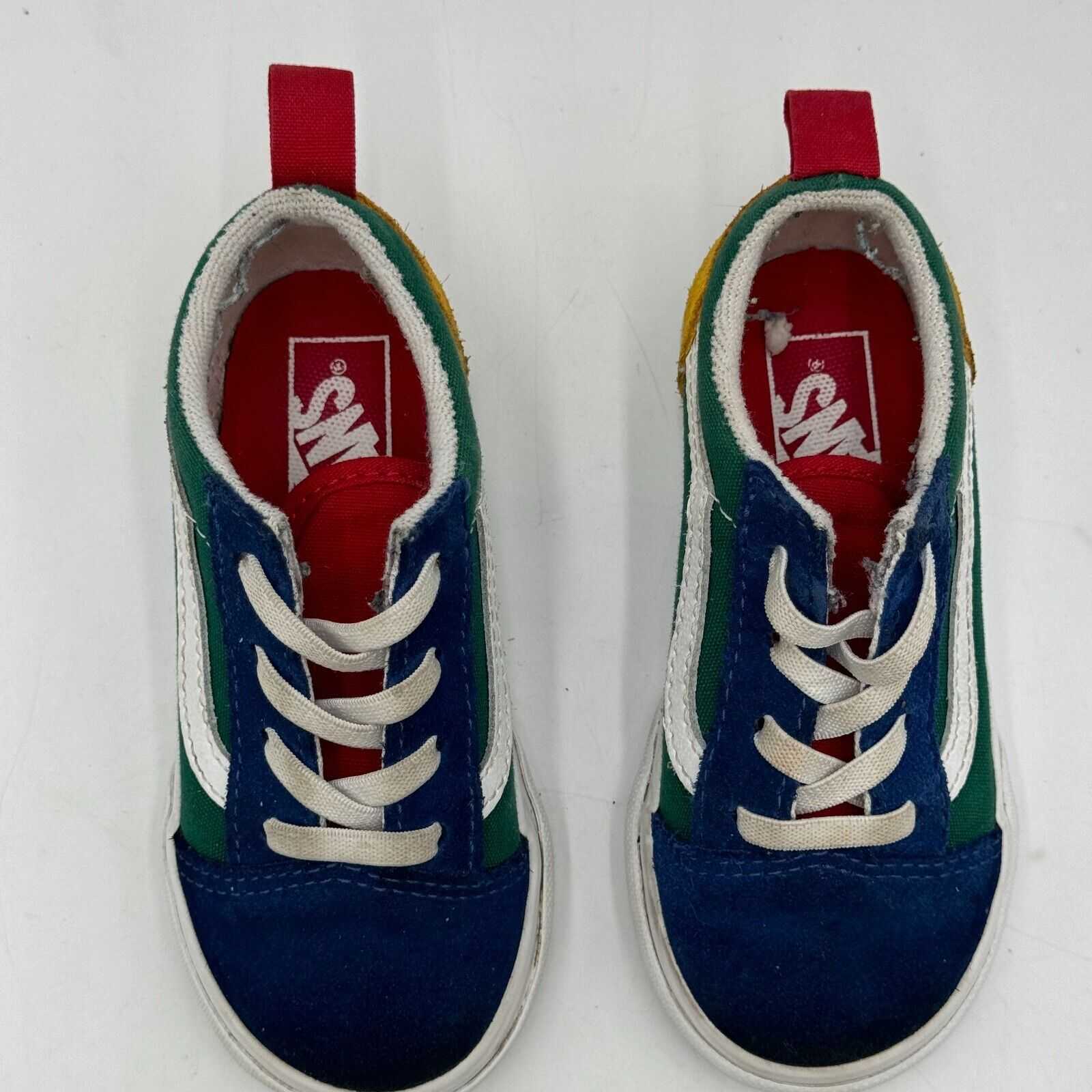 Vans Old Skool Yacht Club Shoes Green Blue Red White 500714 Toddler US Size 9