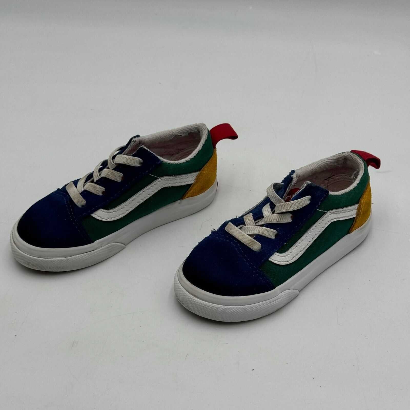 Vans Old Skool Yacht Club Shoes Green Blue Red White 500714 Toddler US Size 9