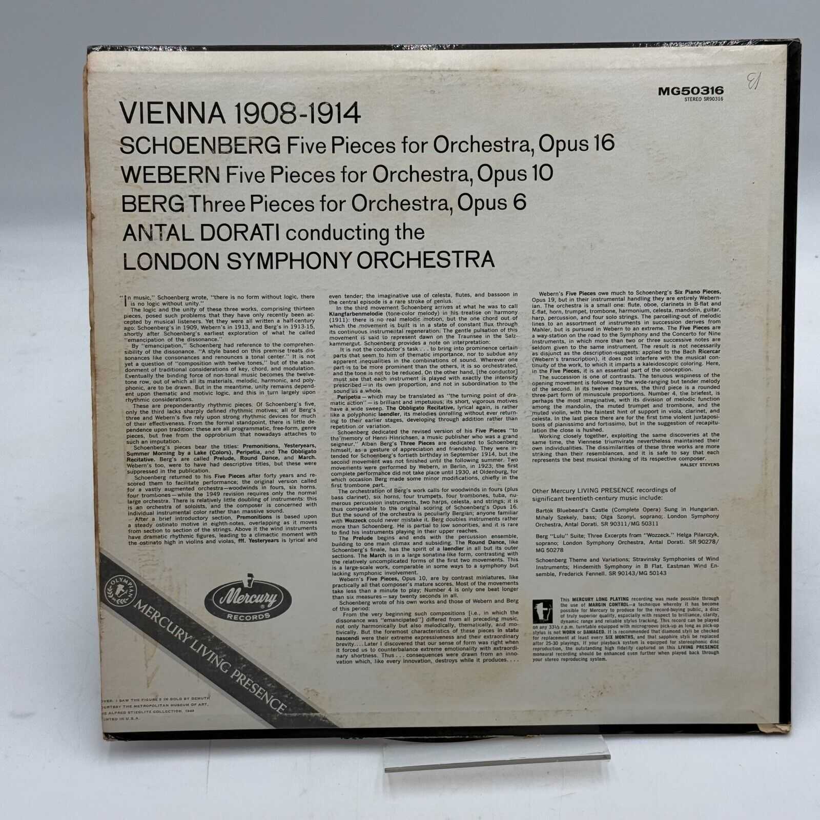 Vienna 1908-1914 Three pieces for orchestra Opus 6 vinyl MG503168 031118LLE