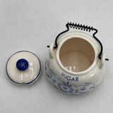 Vintage 1950's Delft Blue Teapot 3" Sugar 2 Piece Metal Handles Japan