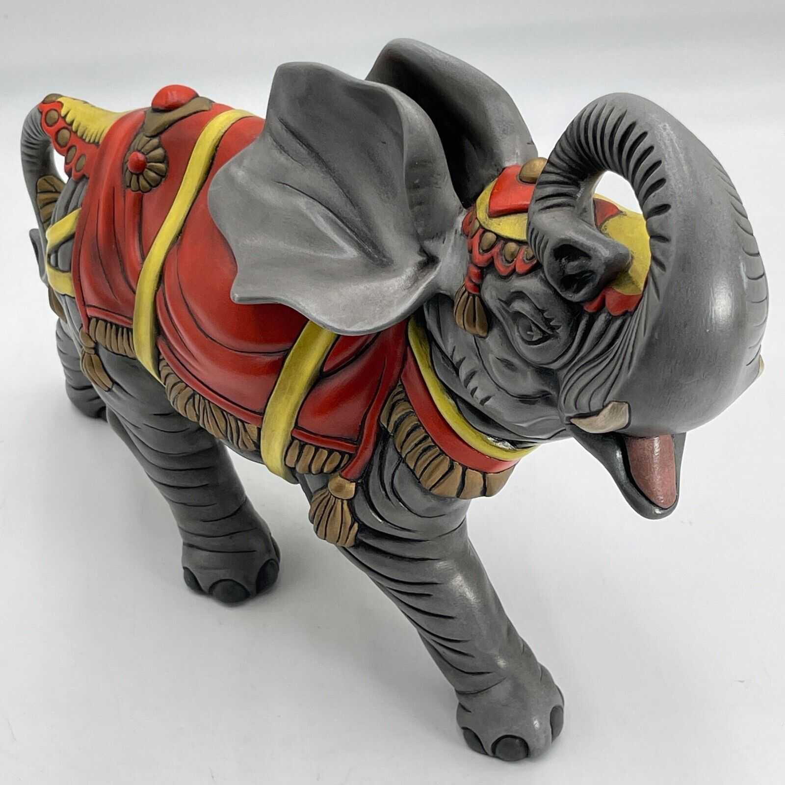 Vintage Handcrafted Ceramic Circus Elephant Sculpture