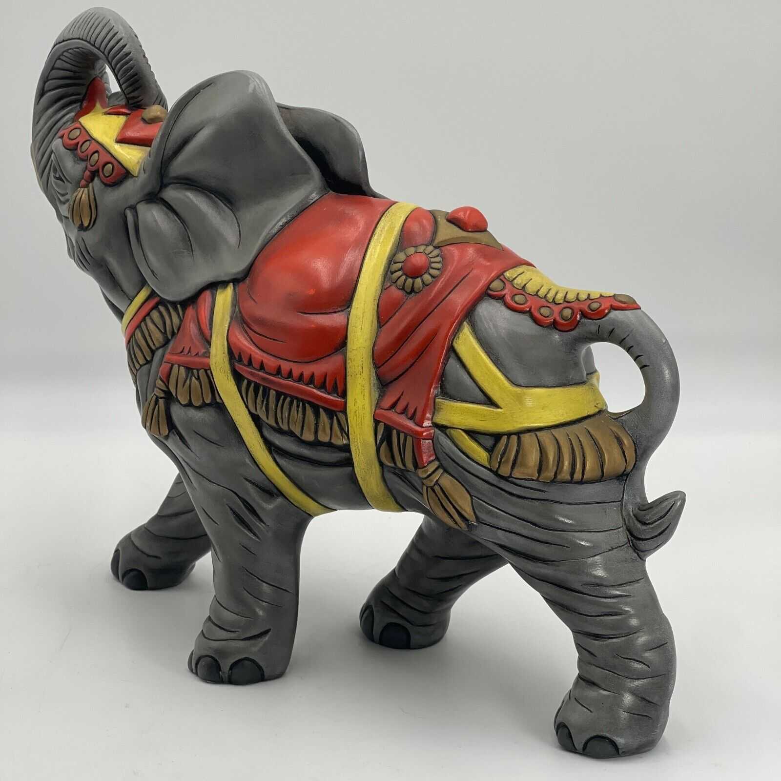 Vintage Handcrafted Ceramic Circus Elephant Sculpture