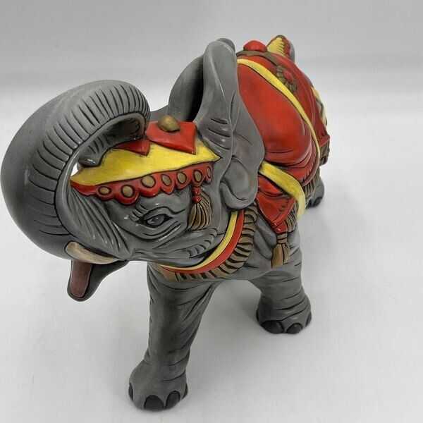 Vintage Handcrafted Ceramic Circus Elephant Sculpture