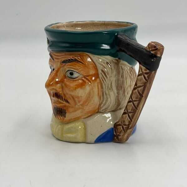 Vintage Large Coffee Mug Captain Pirate Style Face Painted Handle