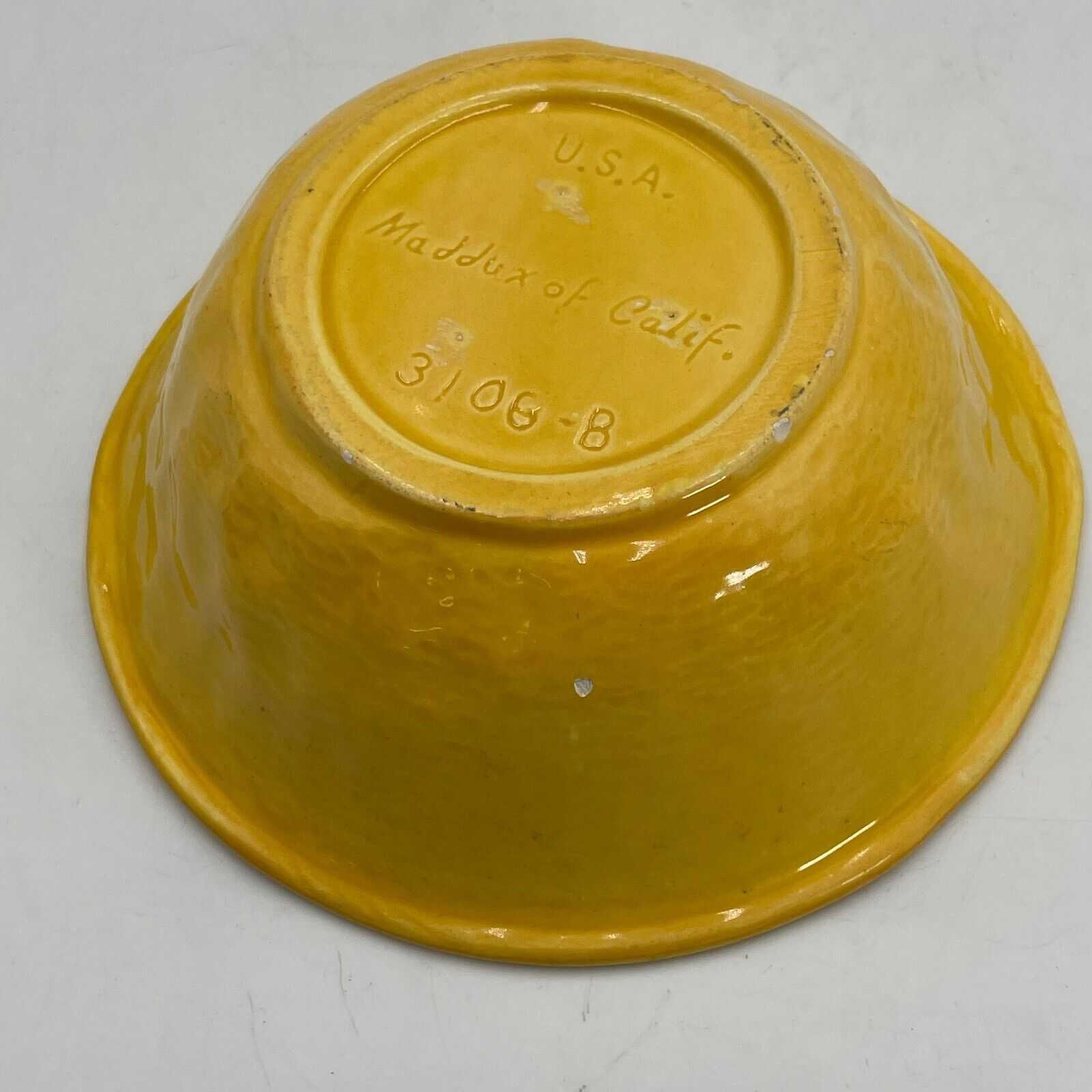 Vintage Maddux of California Pottery Bowl Yellow Glaze with Grape Bunch Motif 31