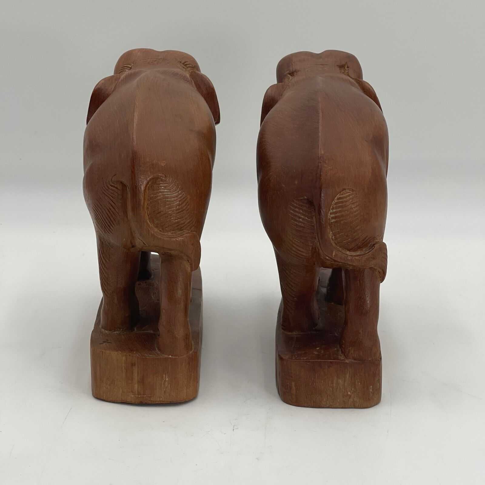 Vintage Two Sculptures In Carved Wood Young Elephants Elephant Sculpture