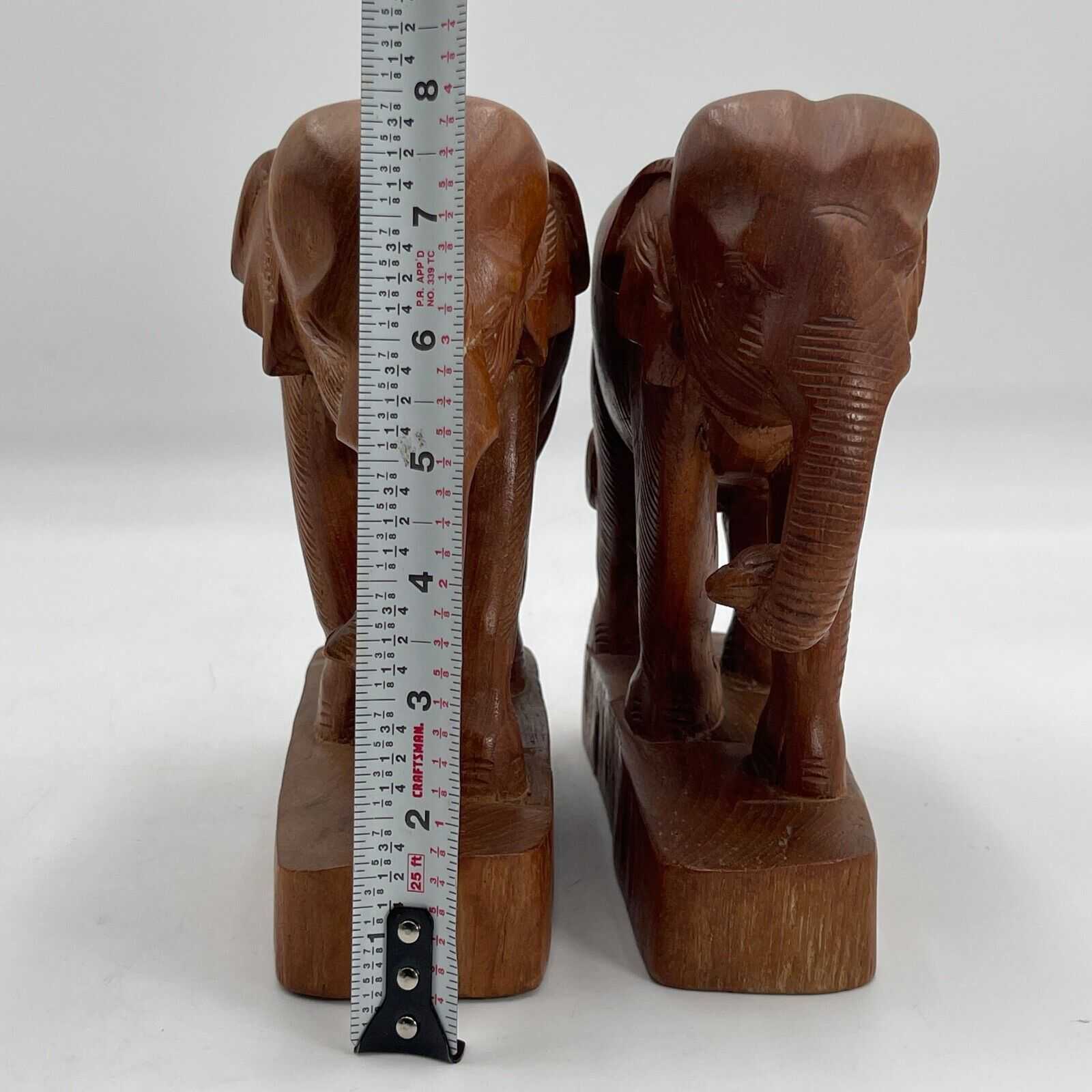 Vintage Two Sculptures In Carved Wood Young Elephants Elephant Sculpture