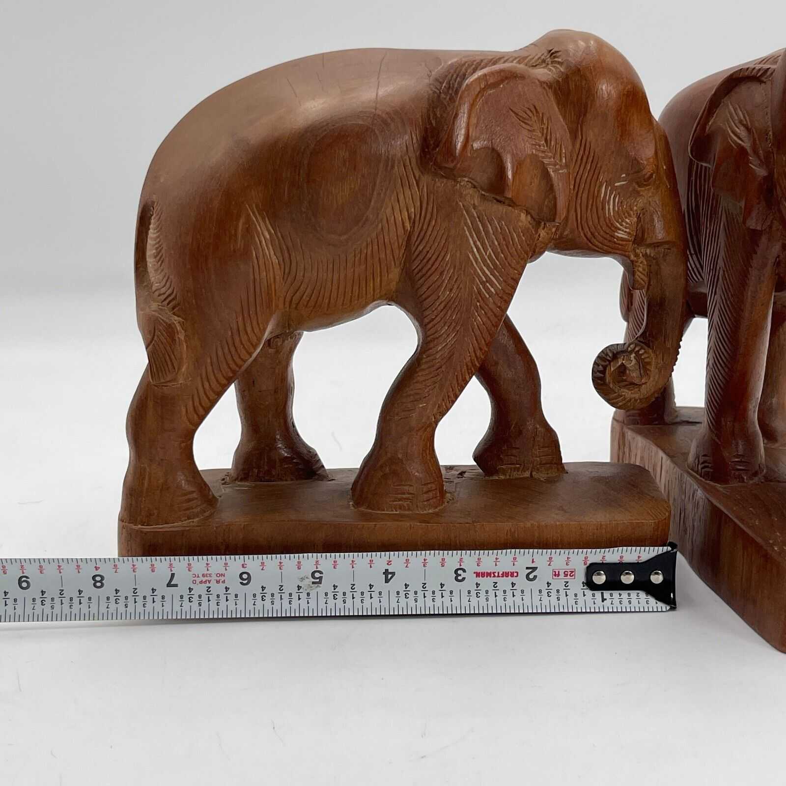 Vintage Two Sculptures In Carved Wood Young Elephants Elephant Sculpture