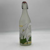 Vtg 1983 Italy Provender Painted Calla Lilly Frosted Glass Bottle With Stopper