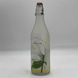 Vtg 1983 Italy Provender Painted Calla Lilly Frosted Glass Bottle With Stopper