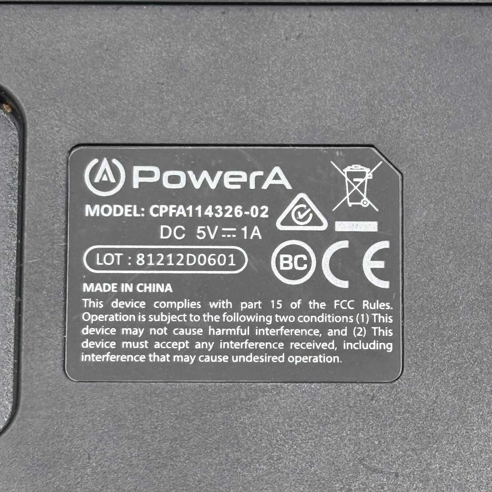 Xbox One PowerA Charging Rechargeable Controller Station With Plug CPFA114326-02